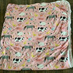 Euc little sleepies pink farm blanket